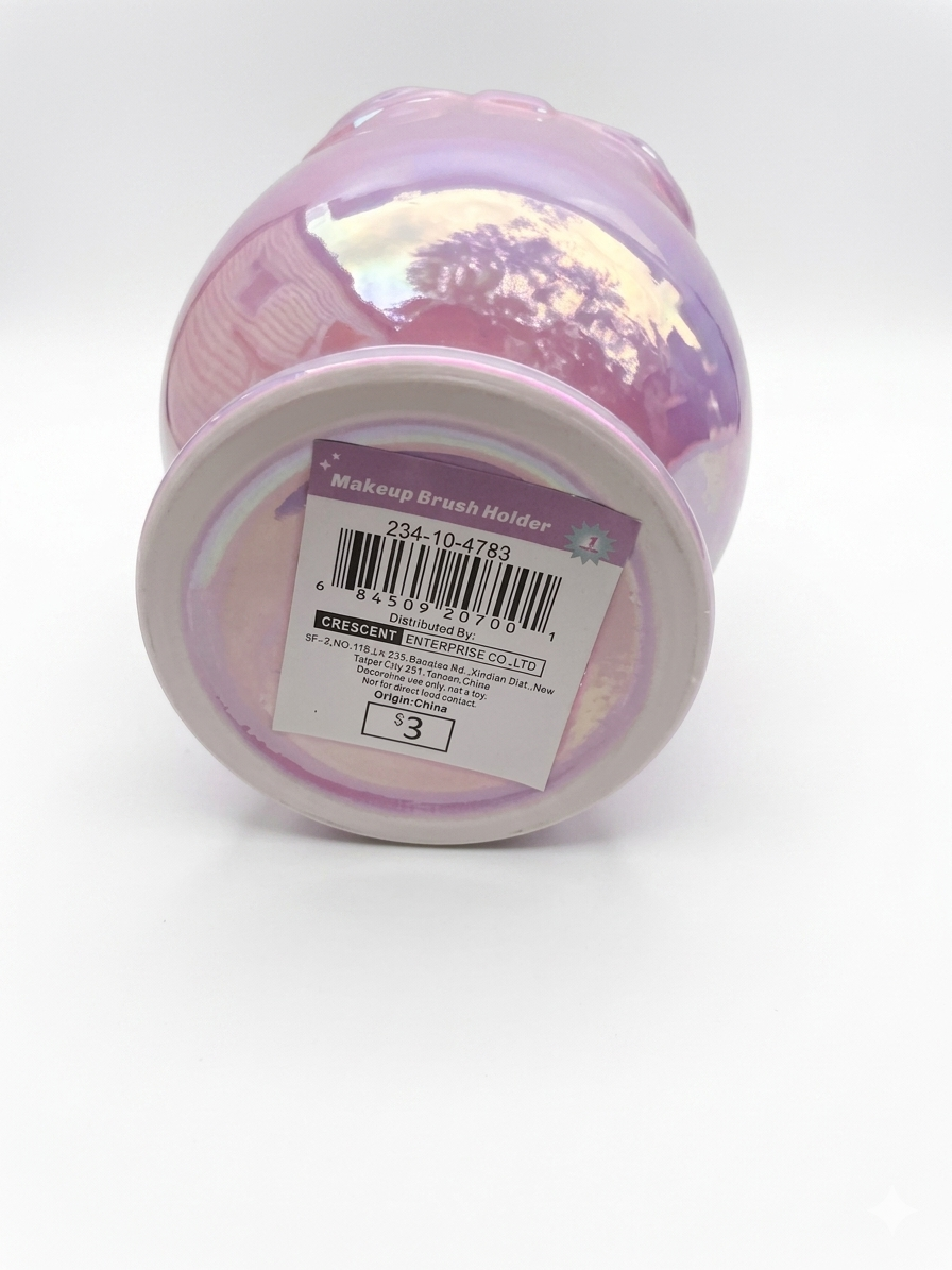 Iridescent Pink Bow Ceramic Cup