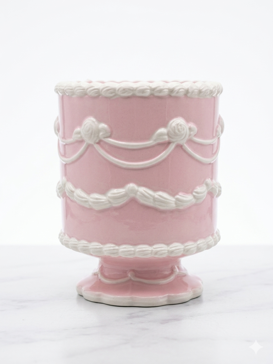 Pink Cake Design Ceramic Cup